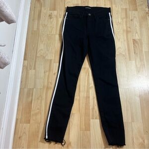 Express Black Womens High Waisted Skinny Jeans with White Stripe Size 6